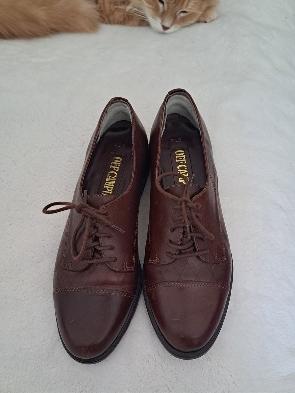 Classic Brown Women's Lace-Up. Oxford Loafers. Genuine Leather. Academia